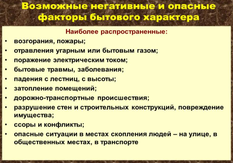 Опасности бытового характера