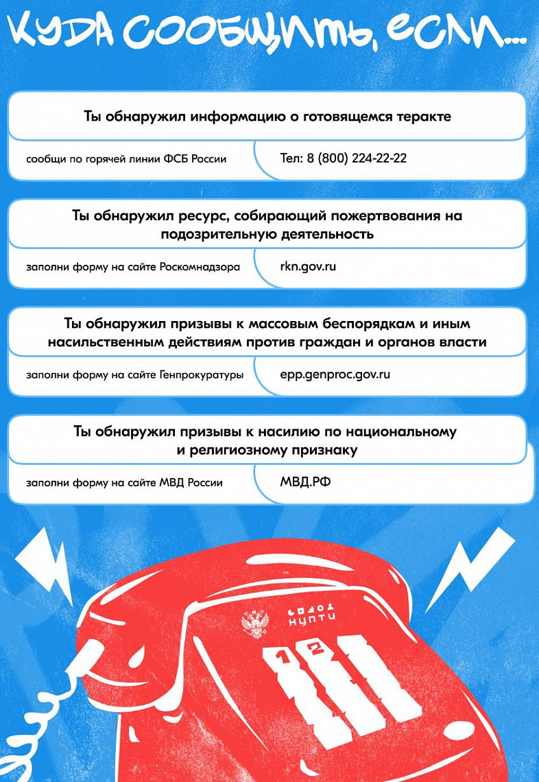 Куда сообщить, если...